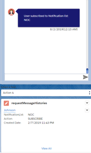 The request message histories section is show with sample data and a sample chat box message